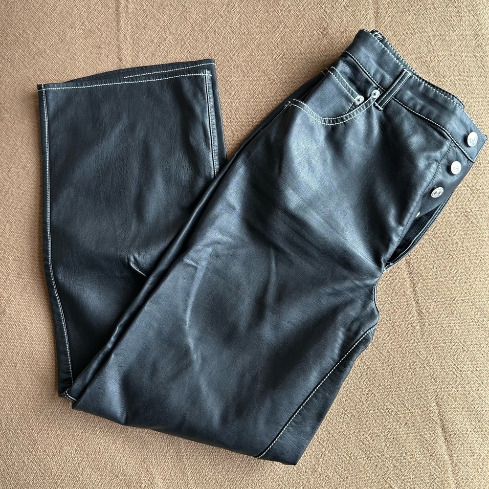 NWOT- Free People It Factor Faux-Leather Pants. Size 0